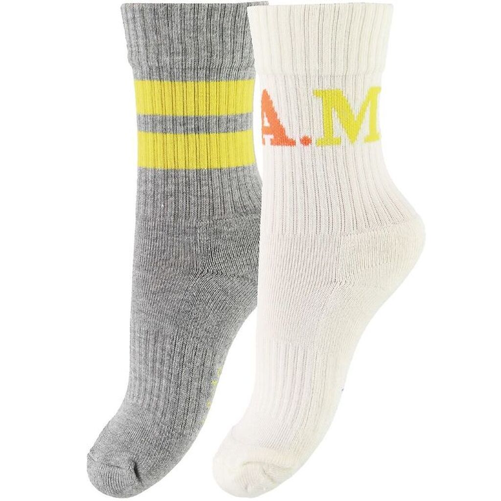 Molo Strømper - 2-pak - Norman - Gråmeleret/Creme