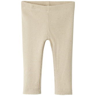 Name It Leggings - Rib - NbfRosally - Cement m. Glimmer