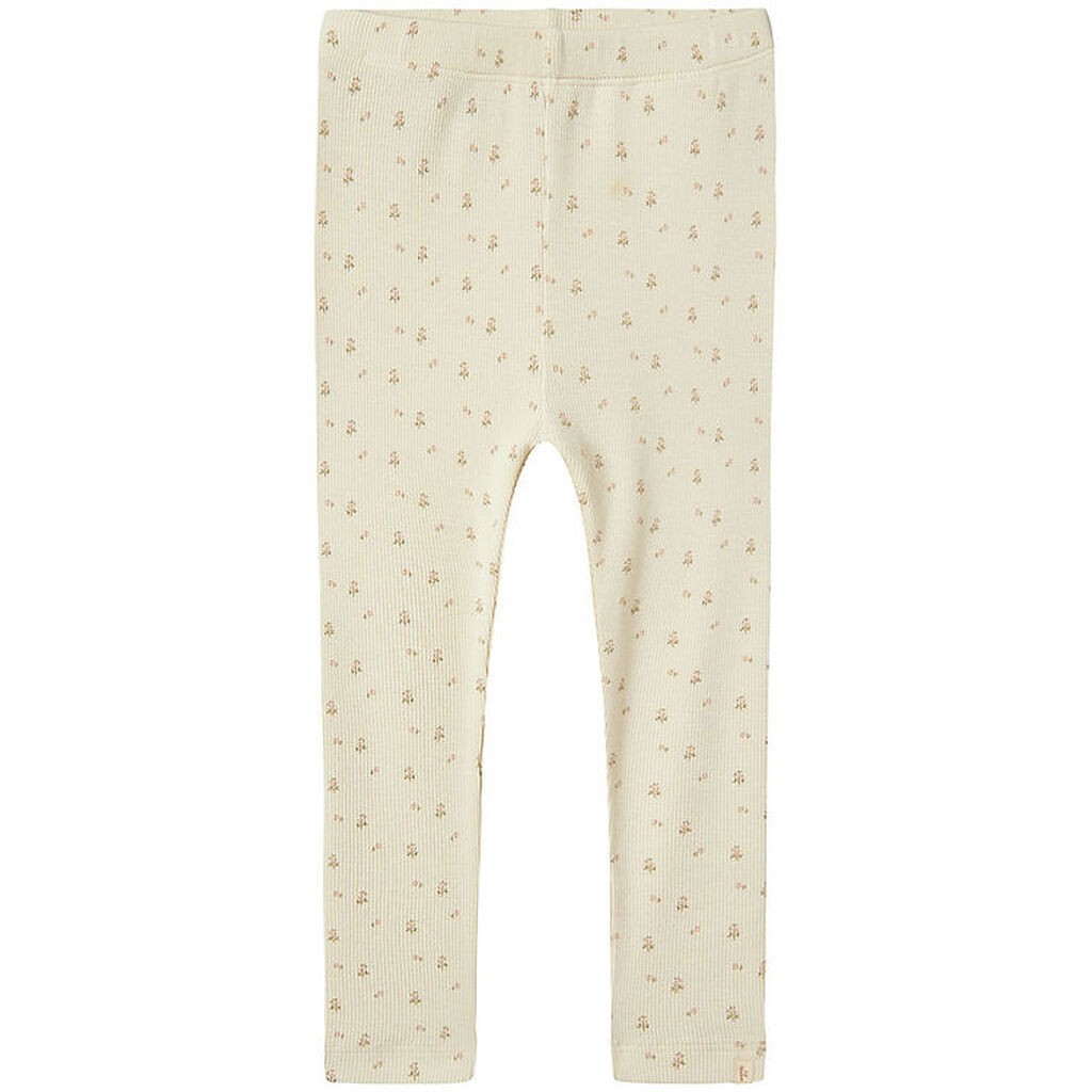 Lil' Atelier Leggings - Rib - NmfGago - Turtledove/FLOWER