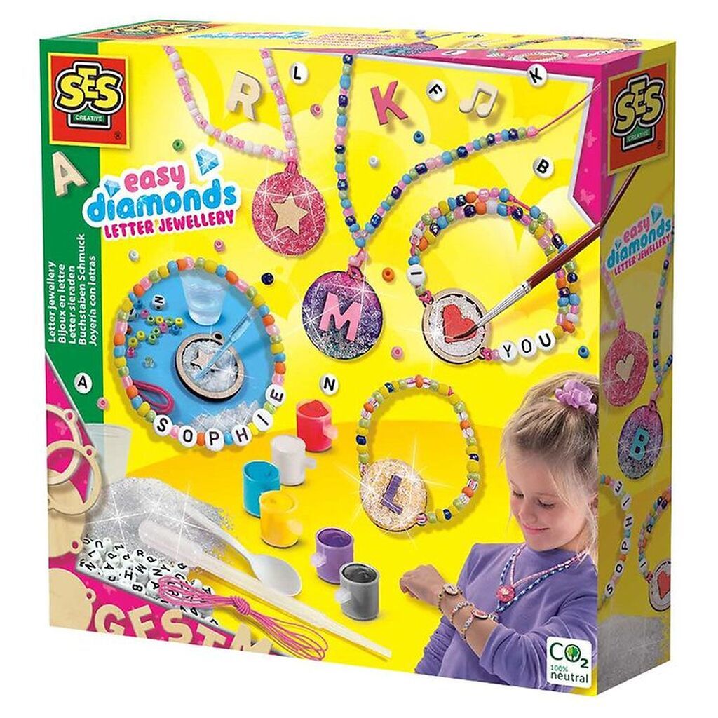 SES Creative Smykkesæt - Diamanter - Bogstaver