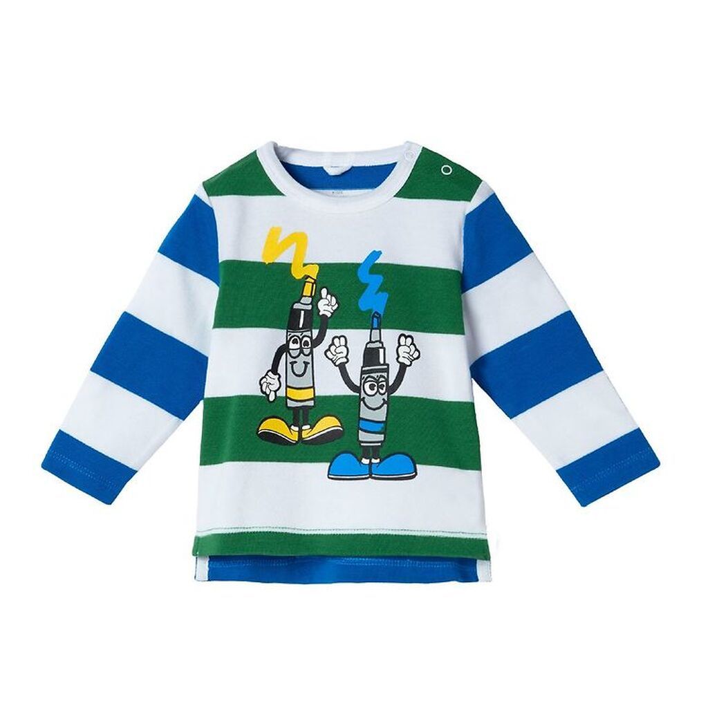 Stella McCartney Kids Bluse - Tube Paint - Grøn/Blå/Hvidstribet