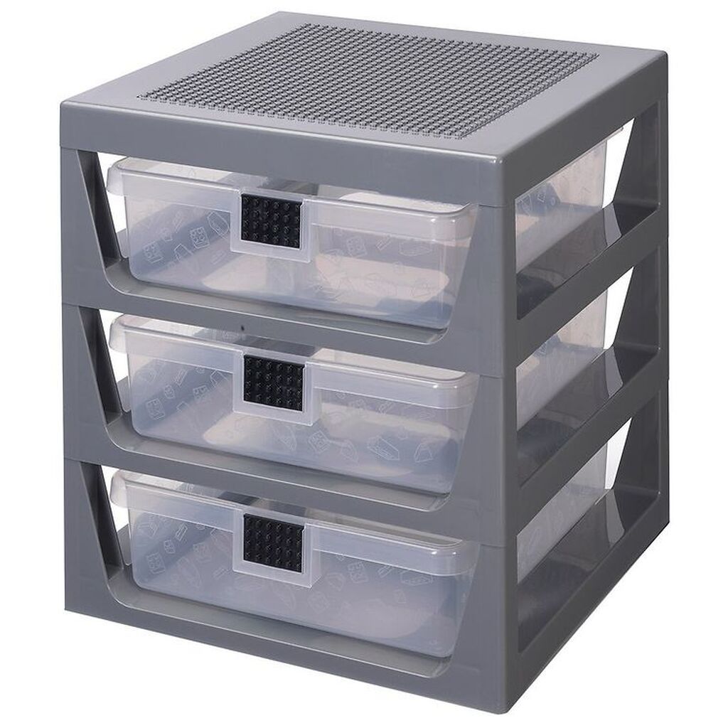 LEGOÂ® Storage Opbevaring m. 3 skuffer - 32x34x37 - Grå