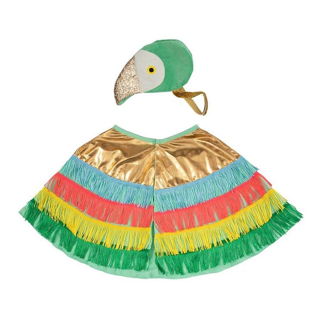 Meri Meri Udklædning - Kappe og Hat - Papegøje - Multifarvet