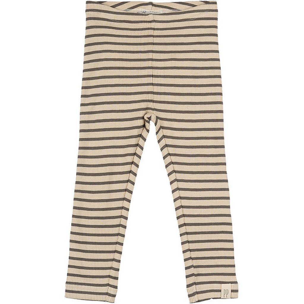 Petit Piao Leggings - Rib - Modal - Earth Brown/Dark Off White