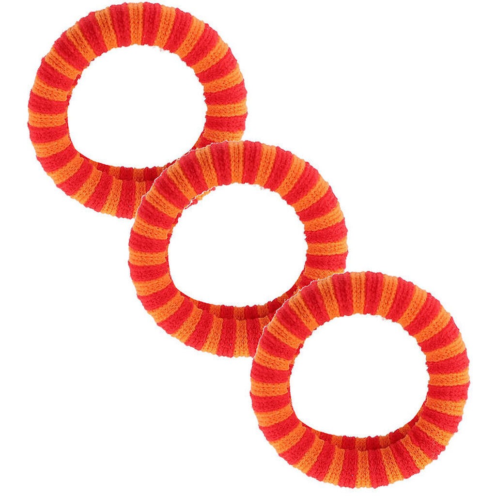 By Stær Hårelastik - 3-pak - Ea - Orange/Rød Stribet
