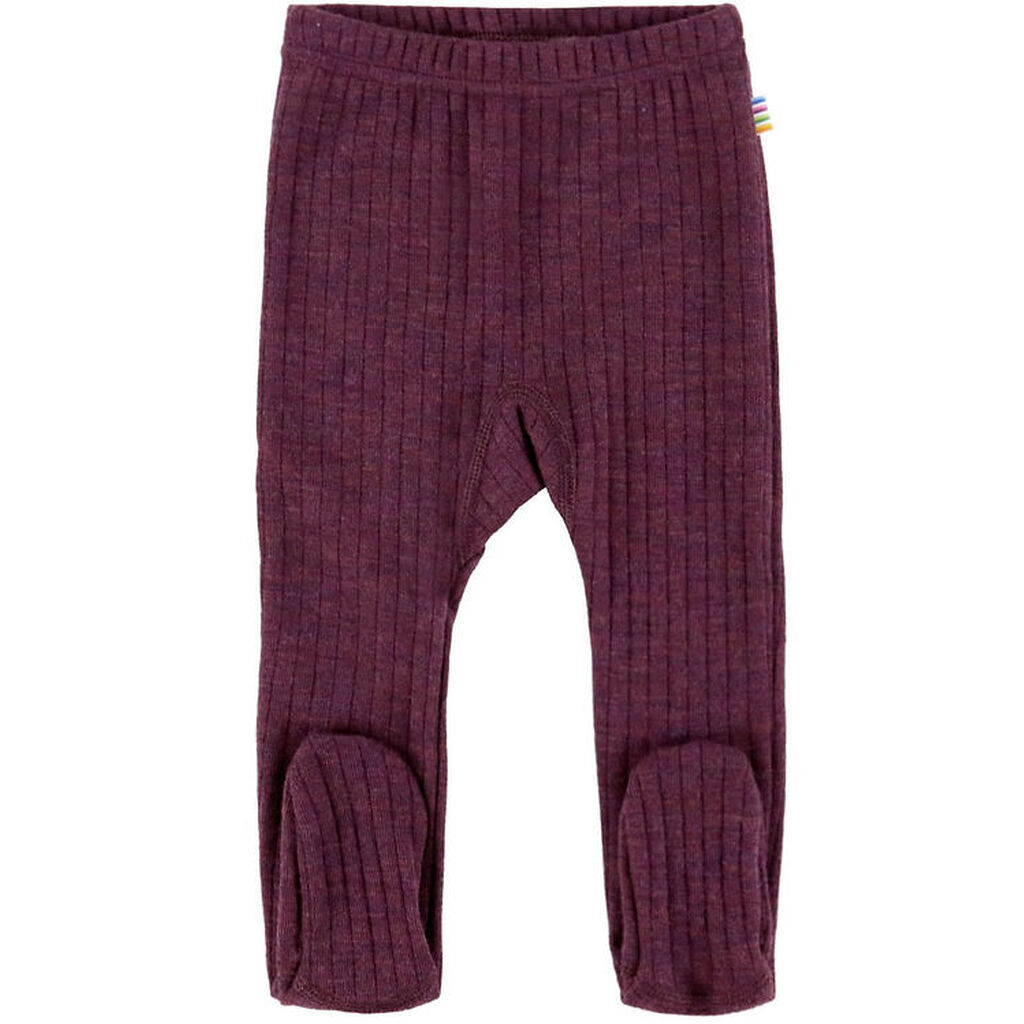 Joha Leggings m. Fødder - Uld - Rib - Blomme