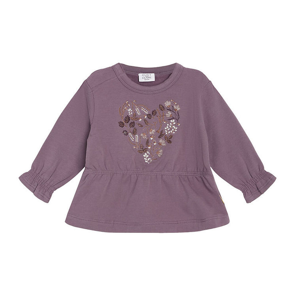 Hust and Claire Sweatshirt - Sara - Dark Plum m. Blomster