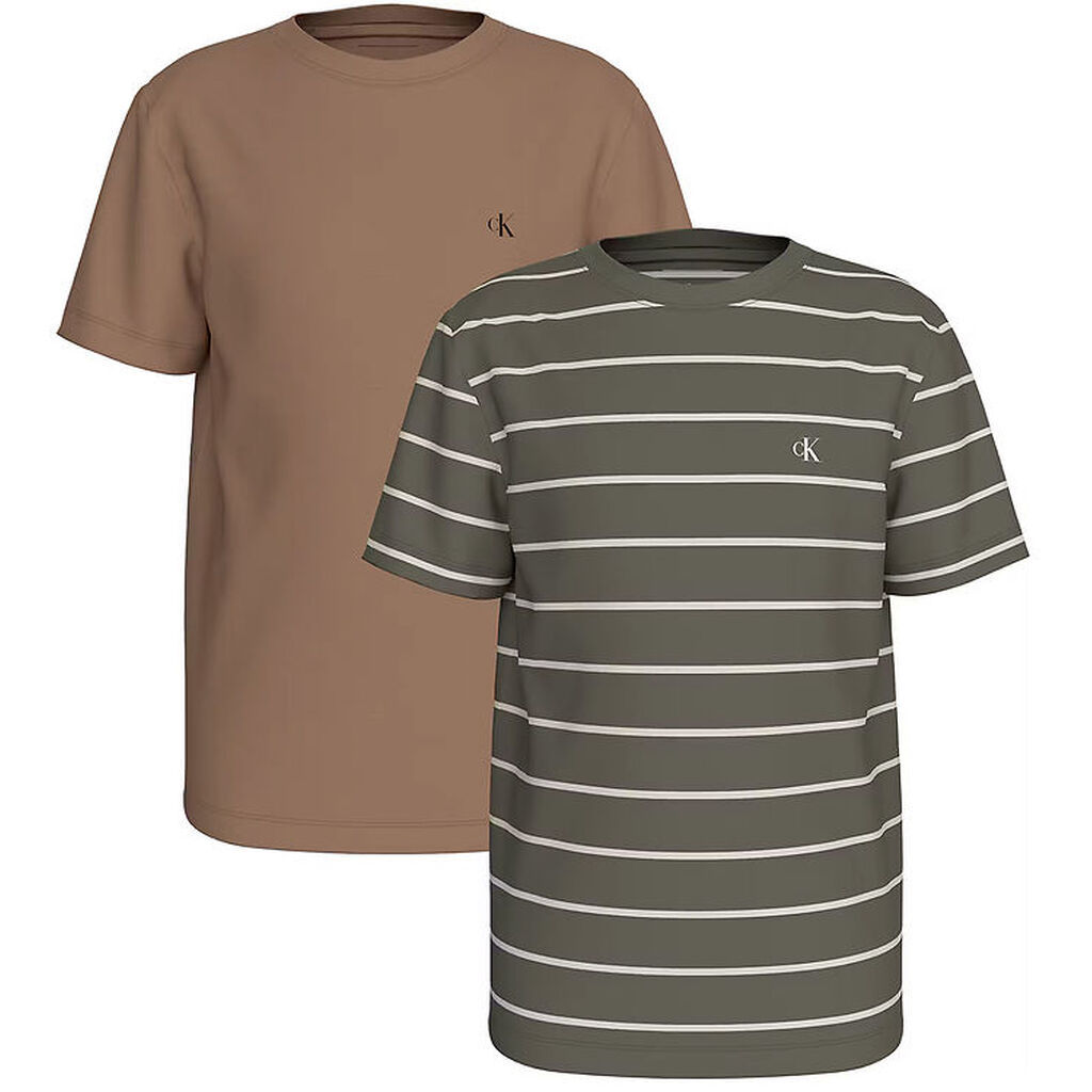 Calvin Klein T-shirts - 2-pak - Tea Time/Dusty Olive Stripes