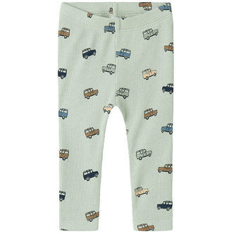 Name It Leggings - Rib - NbmHukab - Aqua Gray m. Biler