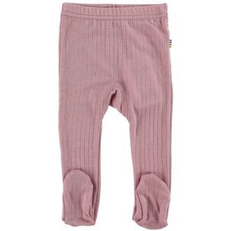 Joha Leggings m. Fod - Uld - Rosa m. Rib