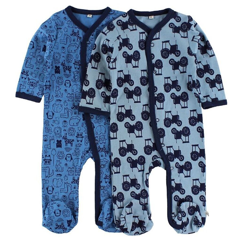 Pippi Natdragter m/f - 2-pak - Blå/Lyseblå m. Print