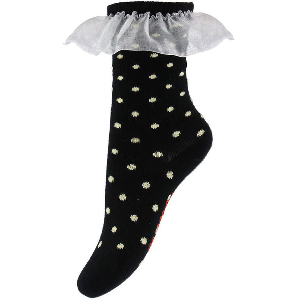 Mini Rodini Strømper - Polka Dot Frill - Sort