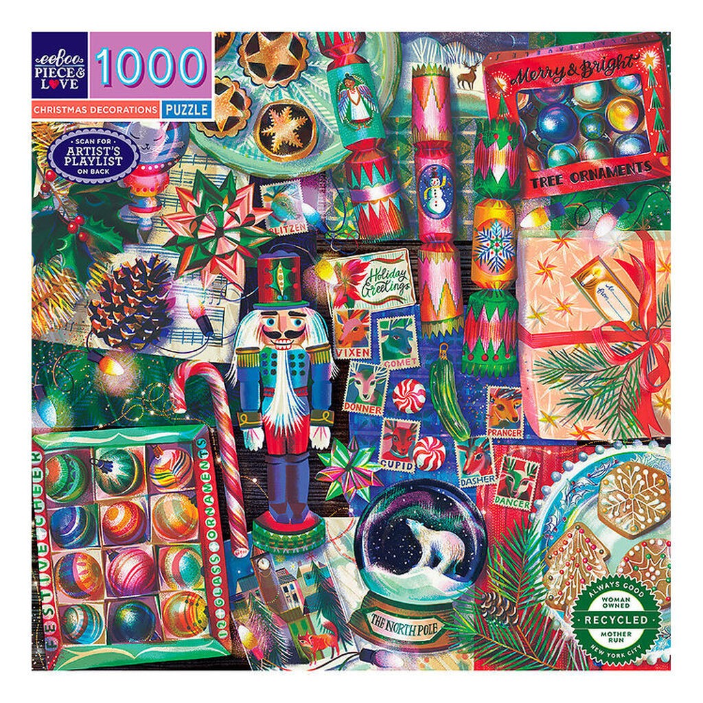 Eeboo Puslespil - 1000 brikker - Christmas Decorations