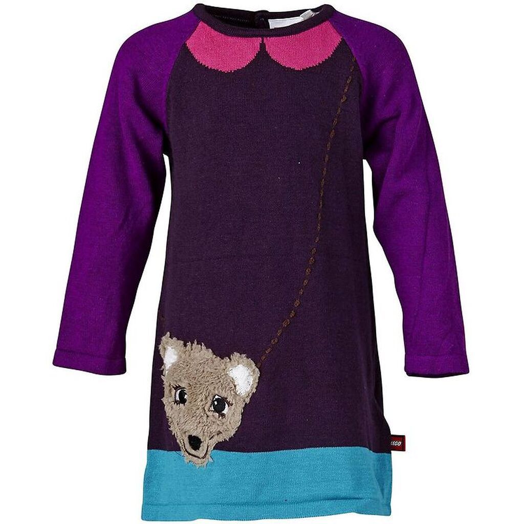 LEGOÂ® Wear Strikkjole - Aubergine m. Bjørn