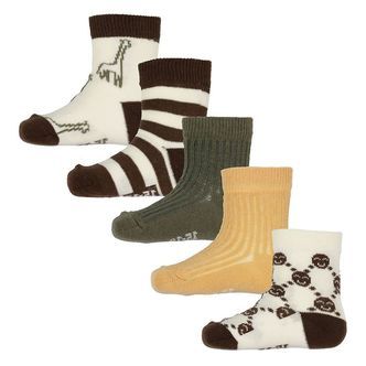 Minymo Strømper - 5-Pak - Cocoa Brown m. Mønster