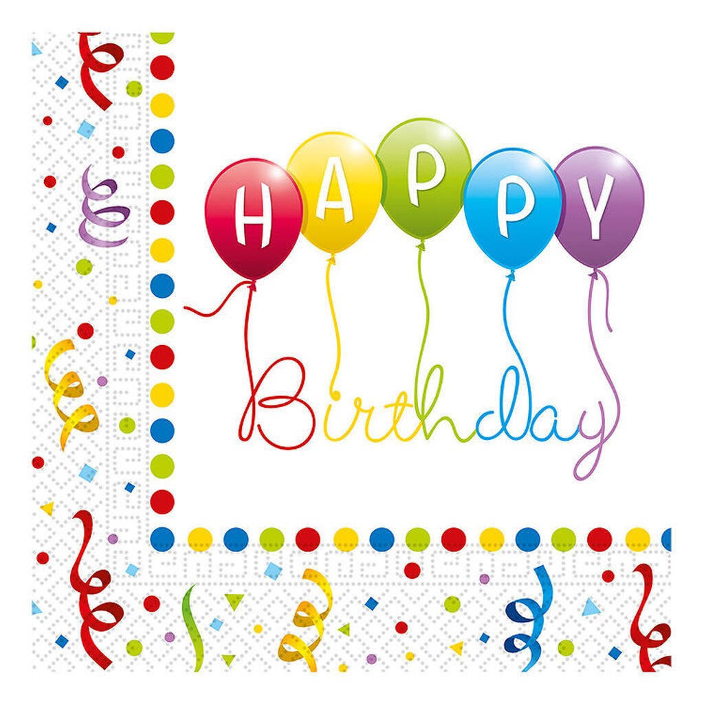 Decorata Party Servietter - 20-pak - 33x33 cm - Happy Birthday S
