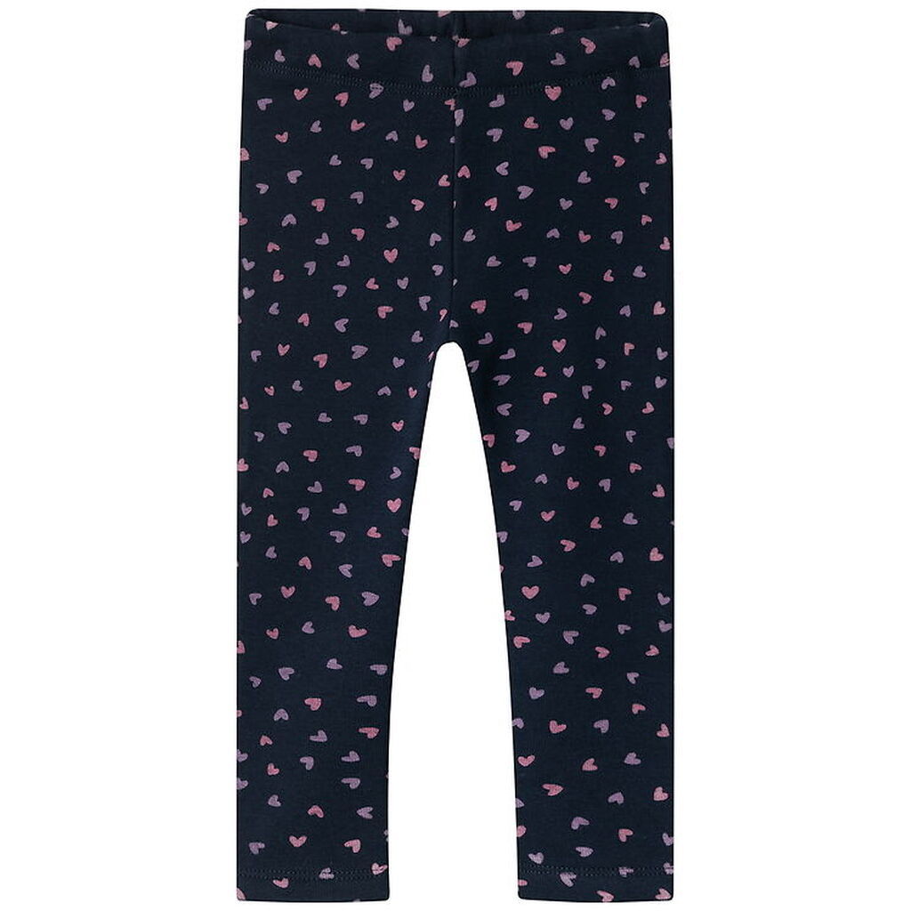 Name It Leggings m. Fleece - NmfDavina - Dark Sapphire/Heart AOP