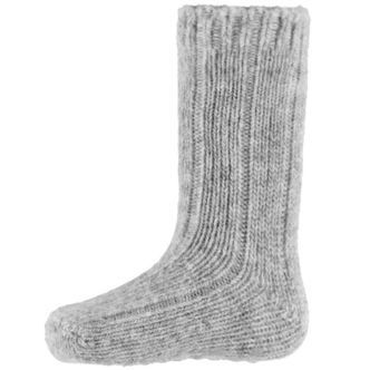 MiniPop Strømper - Uld - Rib - Skridsikre - Light Grey Melange