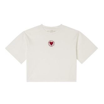 Stella McCartney Kids T-shirt - Cropped - Hvid m. Hjerte