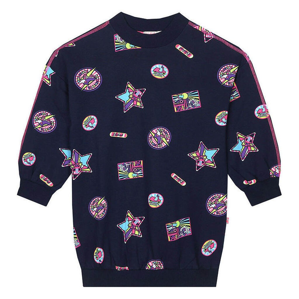 Billieblush Sweatkjole - Navy m. Print