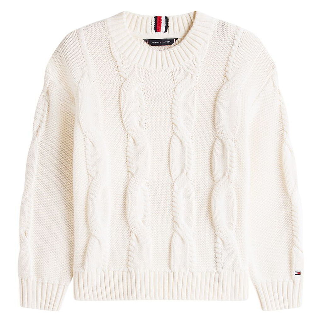 Tommy Hilfiger Bluse - Strik - Cable - Ivory Silk/White