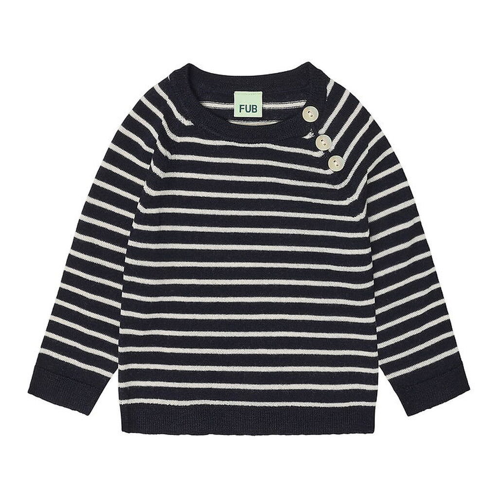 FUB Bluse - Strik - Uld - Dark Navy/Ecru