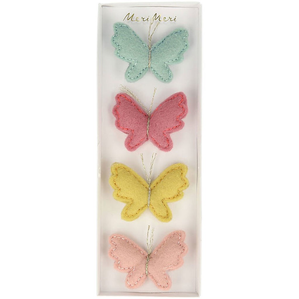 Meri Meri Hårspænder - 4-pak - Filt - Sommerfugle - 5 cm - Clips