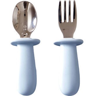Jack o Juno Børnebestik - Silikone/Rustfrit Stål - Pale Blue