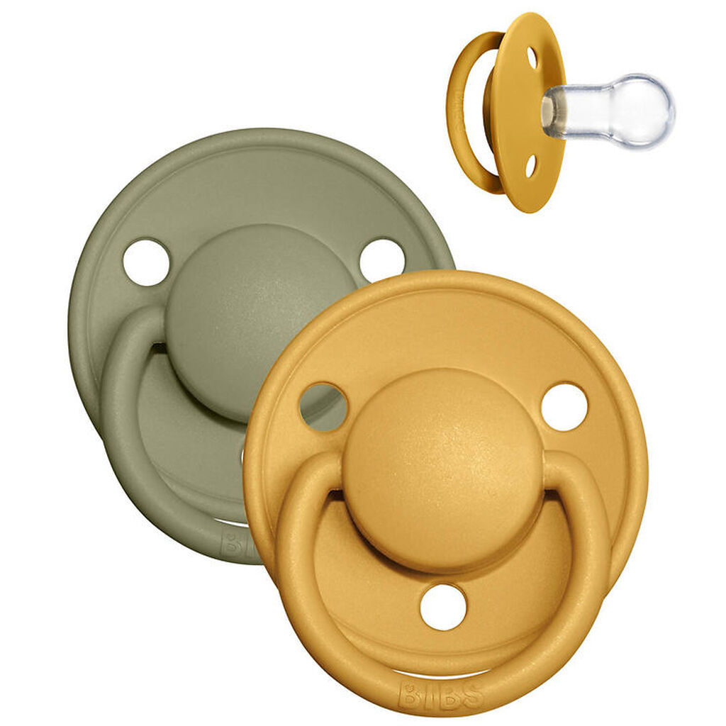 BIBS De Lux Sutter - Onesize - 2-pak - Rund - Honey Bee/Olive