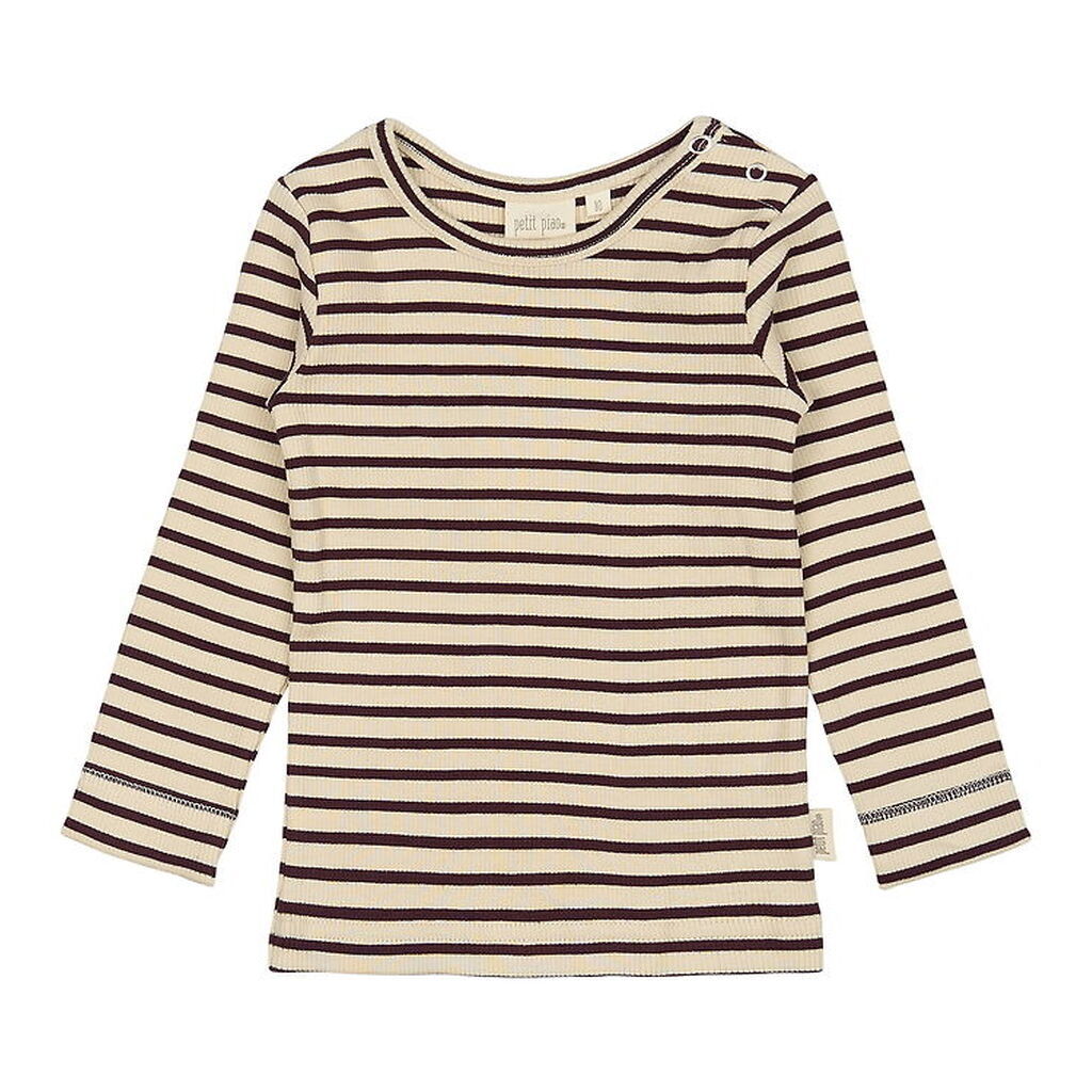 Petit Piao Bluse - Rib - Modal - Dark Grape/Off White