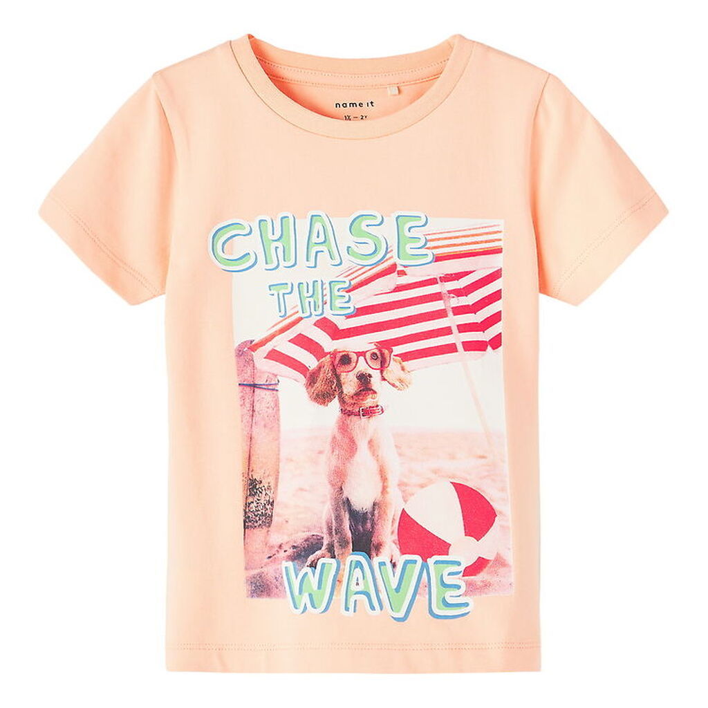 Name It T-shirt - NmmPfeodor - Peach Nectar m. Print