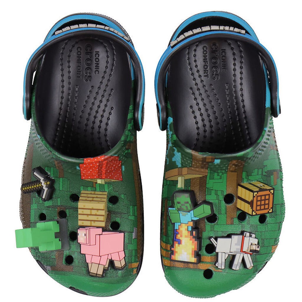 Crocs Sandaler m. Lys - Classic Clog K - Blå/Sort m. Minecraft