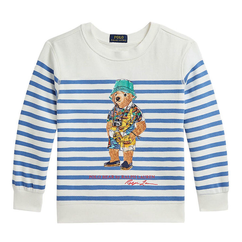 Polo Ralph Lauren Sweatshirt - Blå/Hvid Stribet m. Bamse