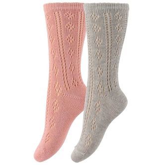 Minymo Strømper - 2-Pak - Grå/Rosa