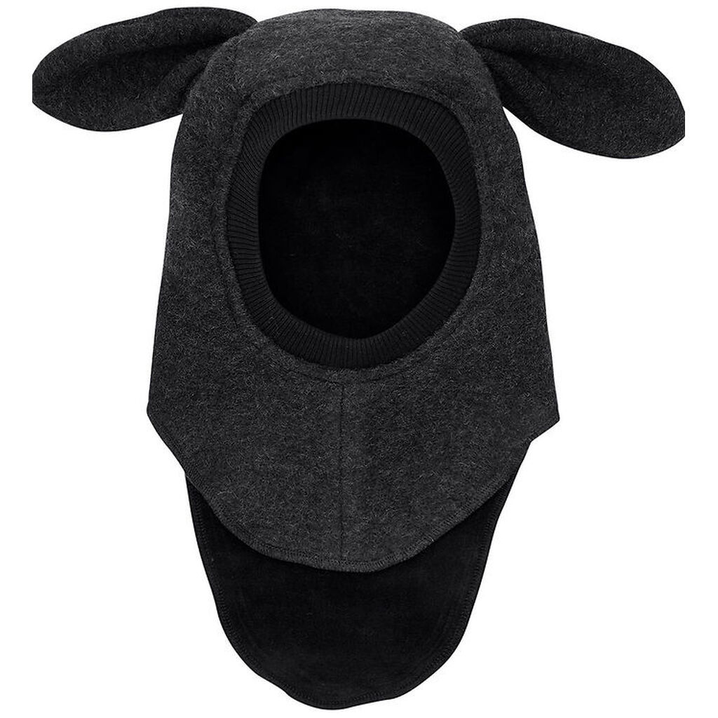 Huttelihut Elefanthue - Uld - 2-lags - Mørkegråmeleret m. Ører