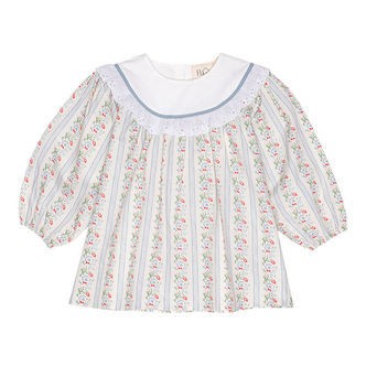 Flöss Kjole - Abigail - Soft White/Bright Blue