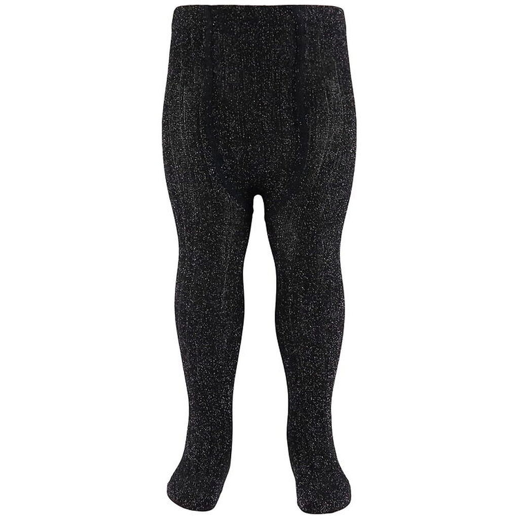 Condor Strømpebukser - Viskose - Rib - Sort m. Glimmer