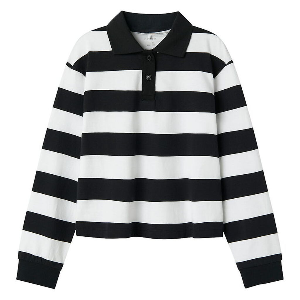 Name It Polobluse - NkfLili - Black/Bright White m. Striber