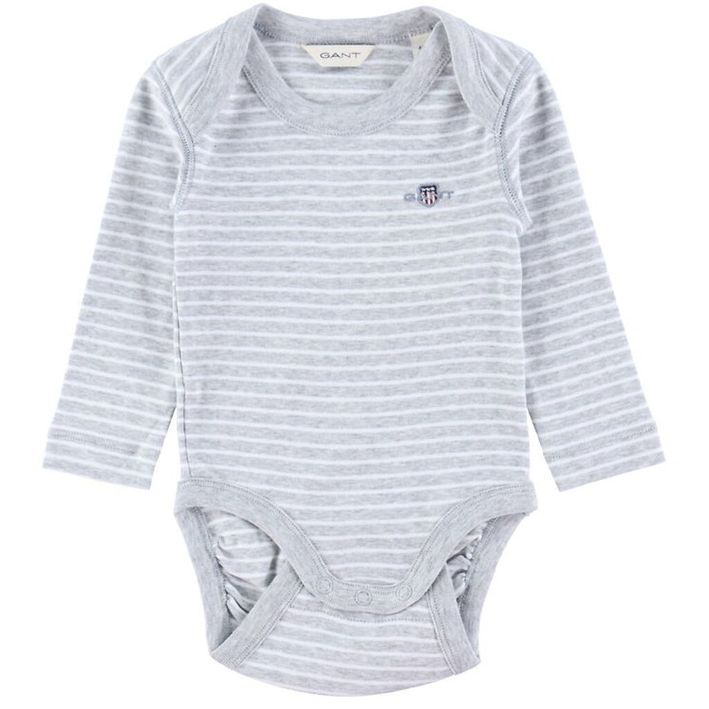 GANT Body l/æ - Shield Striped - Light Grey Melange