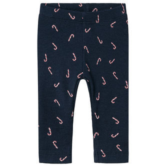 Name It Leggings - Rib - NbnDab - Dark Sapphire m. Julestokke