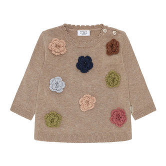 Hust and Claire Bluse - Strik - HCpusle - Biscuit m. Blomster