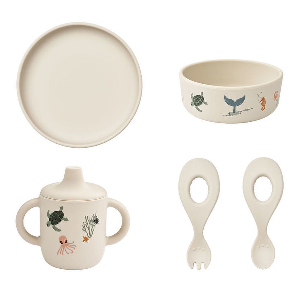 Liewood Spisesæt - Silikone - 5 dele - Ryle Printed - Sea Creatu
