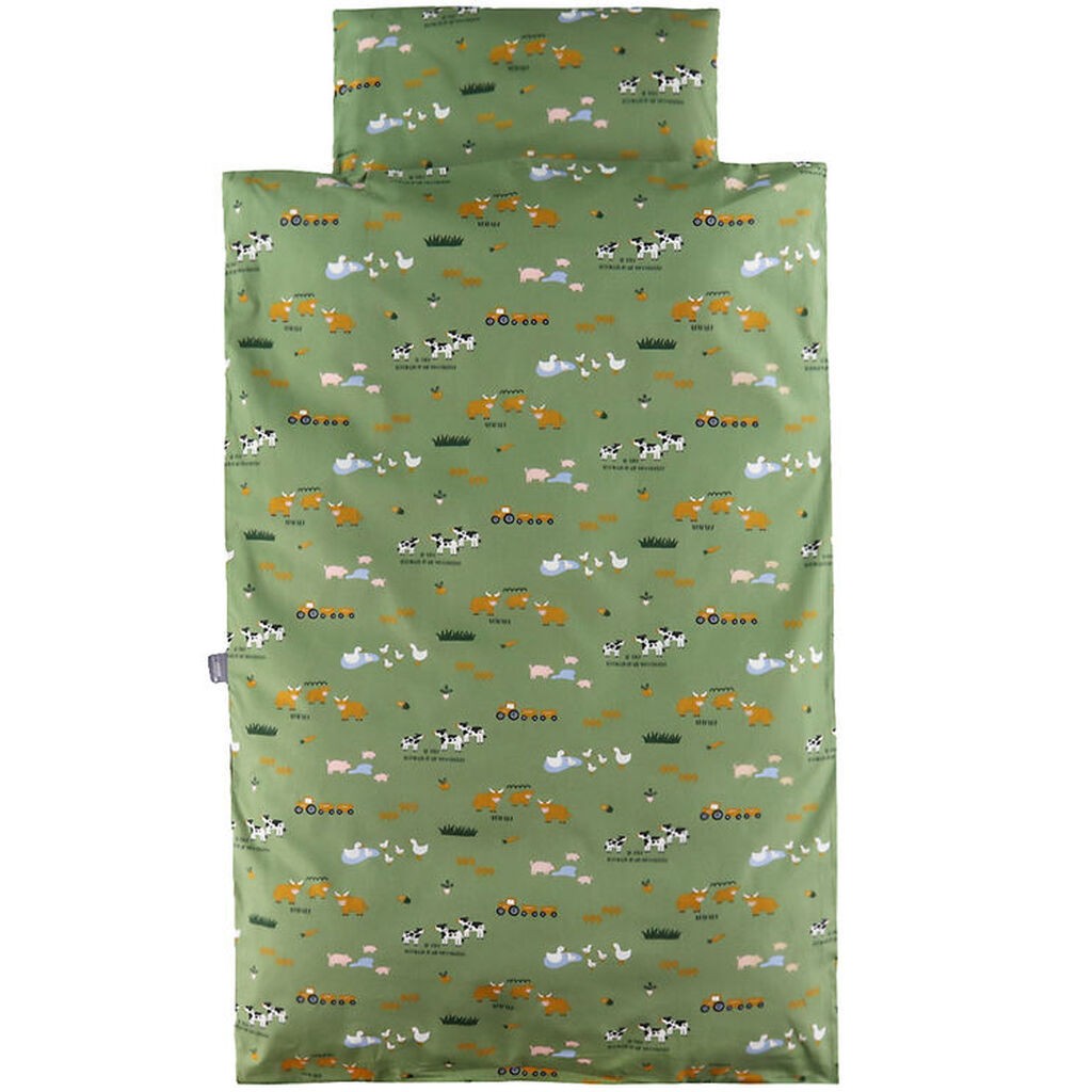 Nørgaard Madsens Sengetøj - Junior - Grøn m. Bondegård