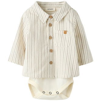 Lil Atelier Skjortebody l/æ - NbmFelixo - Turtledove/Sepia Tint
