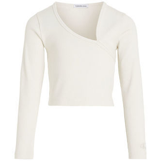 Calvin Klein Bluse - Cropped - Rib - Ivory