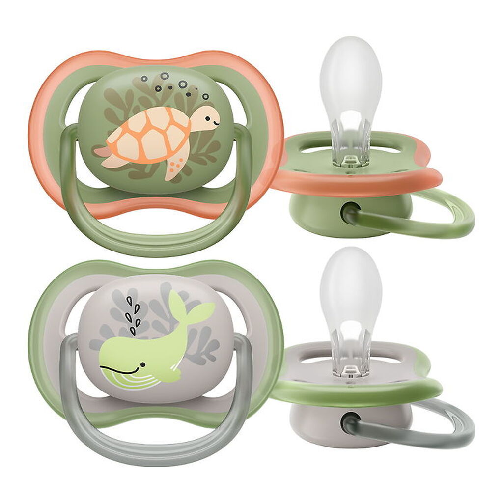 Philips Avent Sutter - 2-pak - Ultra Air - Grå/Grøn m. Print
