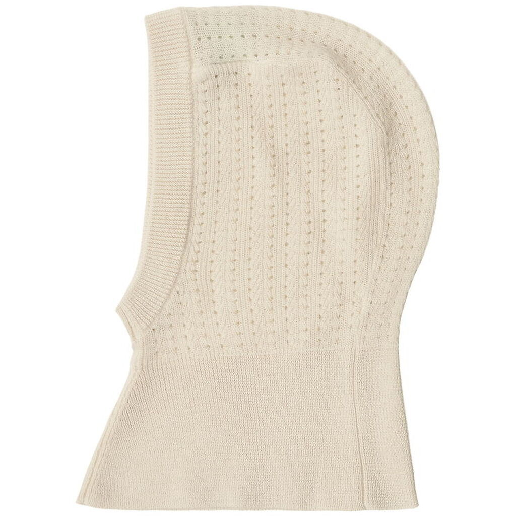 FUB Elefanthue - 1-lags - Strik - Uld - Ecru m. Hulmønster