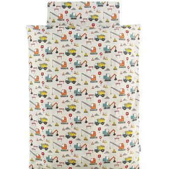 Nørgaard Madsens Sengetøj - Baby - Beige m. Gravemaskiner
