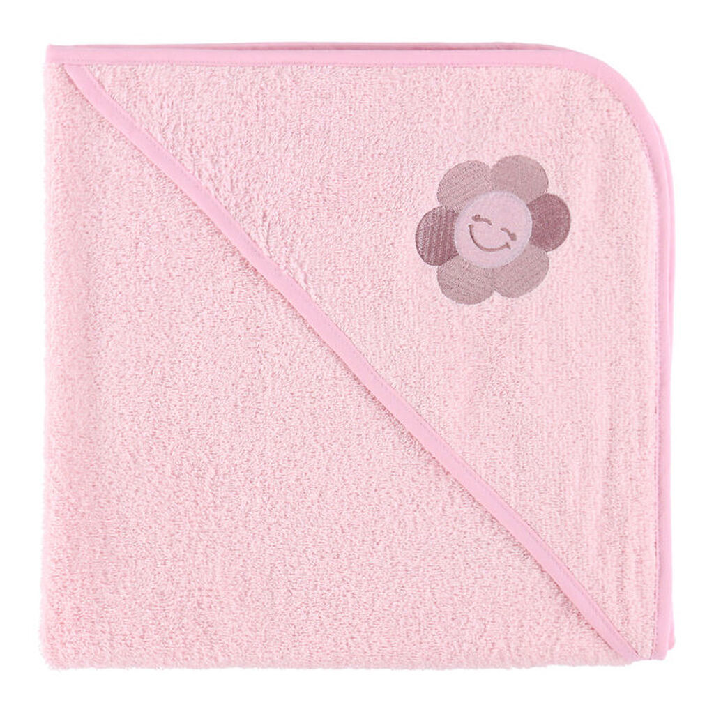 Nørgaard Madsens Babyhåndklæde - 75x75 cm - Lyserød m. Glad Blo