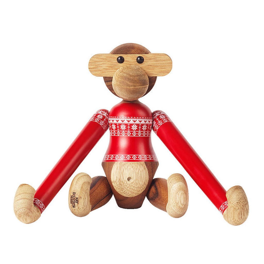 Kay Bojesen Træfigur - Abe - Julesweater 2024 - Lille - Teak/Lim